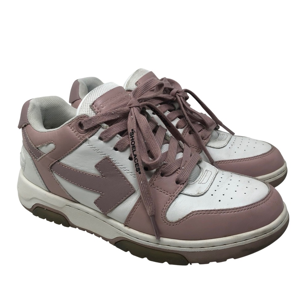 Off-White Out Of Office Sneaker Womens 39 US 8.5 White Pink Leather Low Top